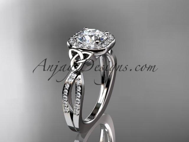 Wedding - platinum diamond celtic trinity knot wedding ring, engagement ring CT7393