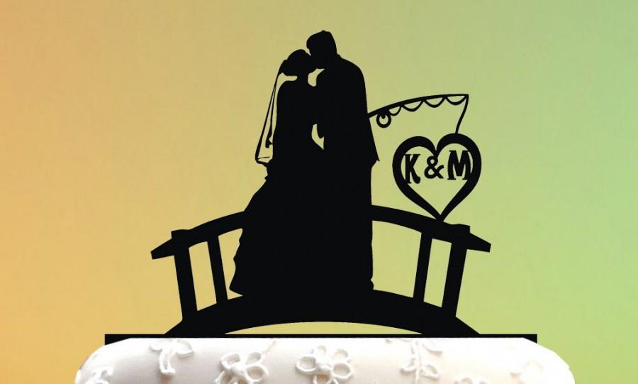 Wedding - Wedding Cake Topper - cake topper Fishing Couple - Groom and Bride - Acrylic Cake Topper