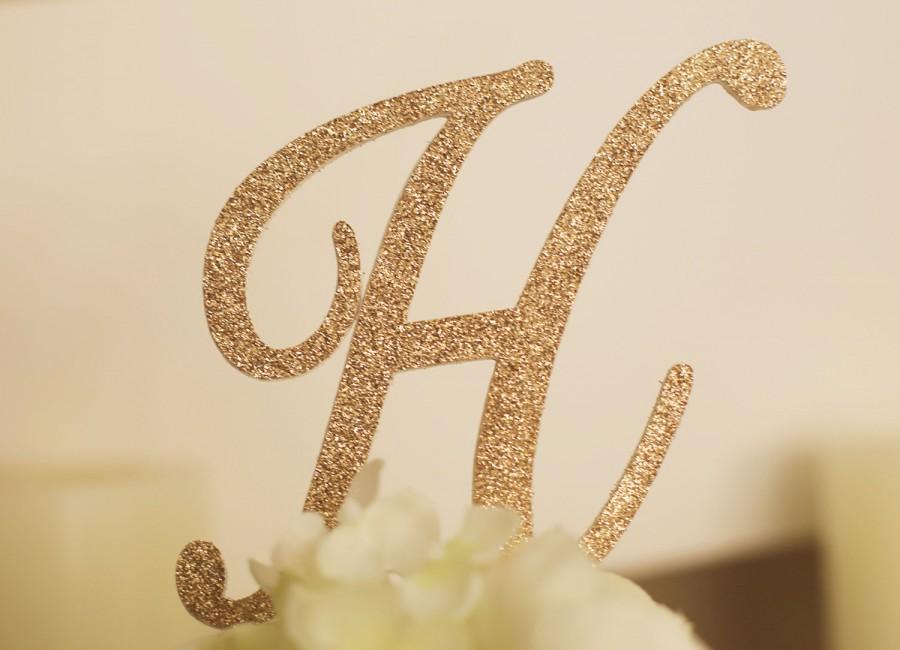 Hochzeit - Monogram glitter cake topper,Gold Monogram cake toppers, Personalized MonogramCake topper,Wedding Cake Topper in your Choice of Glitter