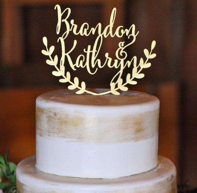 Wedding - Personalized wedding cake topper, custom cake topper, rustic wedding cake topper, names cake topper
