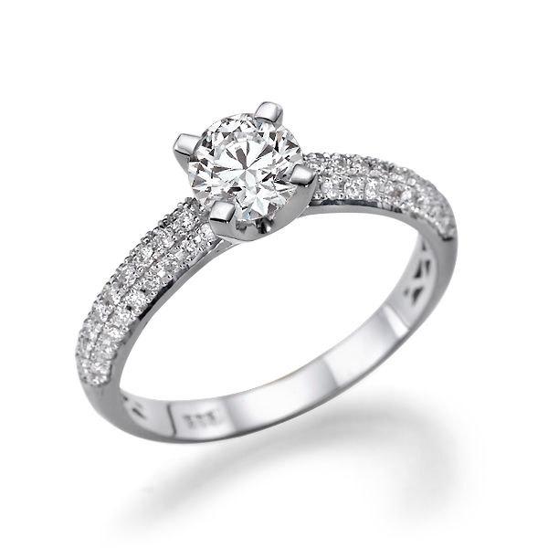 زفاف - 1.02 Carat Pave Ring, Diamond Engagement Ring, 14K White Gold Ring, Diamond Ring Band, Pave Diamond Ring, Unique Engagement Ring
