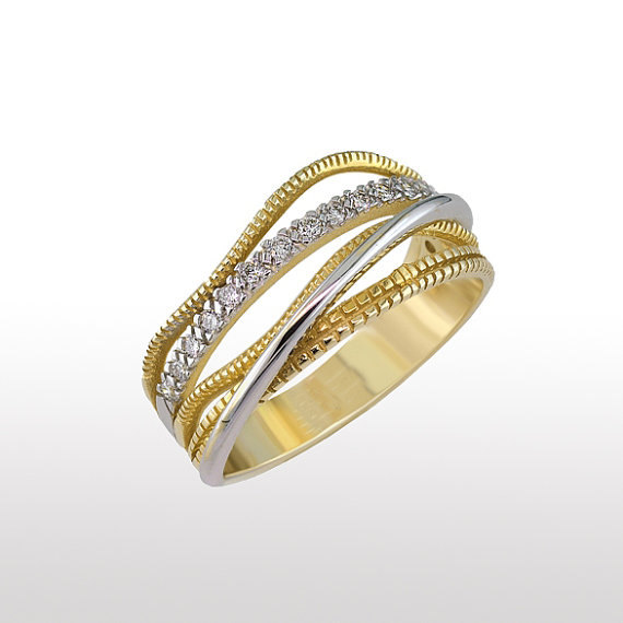 زفاف - Art Deco Engagement Ring Yellow And White Gold , Promise Ring, Cocktail Ring, Anniversary Ring, Birthday Ring, Unique Ring, Woman Ring
