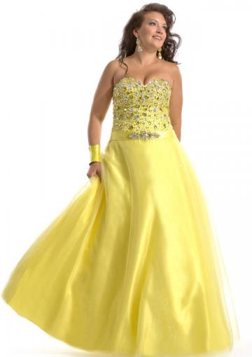 Mariage - 2015 Chiffon Yellow Ruched Sweetheart Lace Up Crystals Floor Length Sleeveless