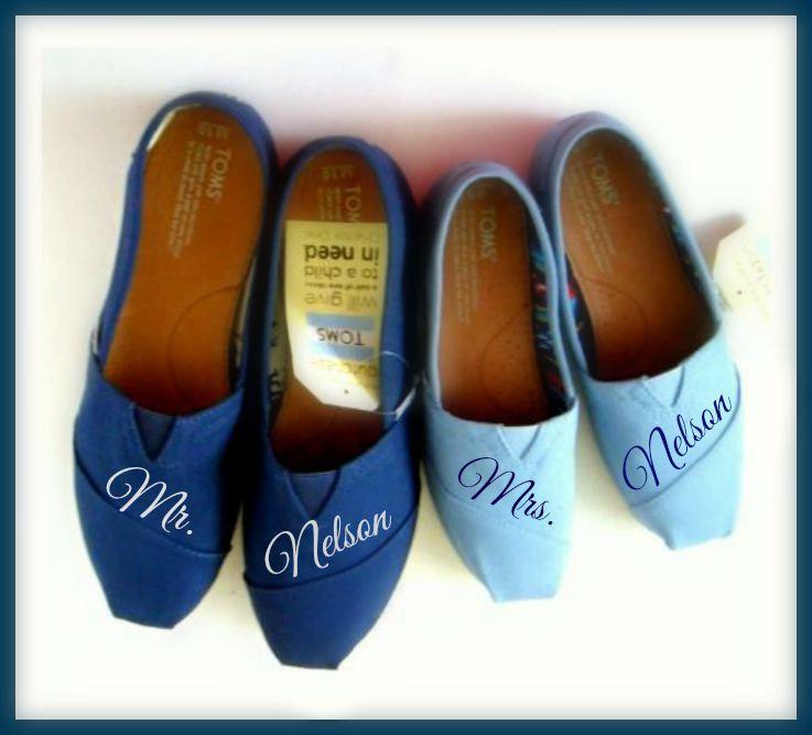 Bride And Groom Hand Painted Authentic TOMs, His And Hers