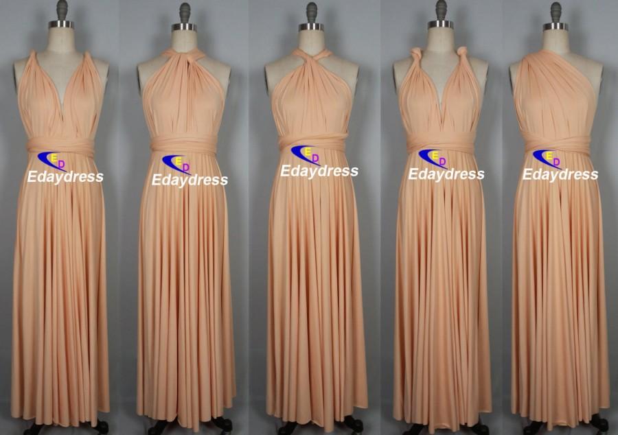 Свадьба - Maxi Full Length Bridesmaid Convertible Wrap Dresses Multiway Long Pearl Peach Infinity Dress