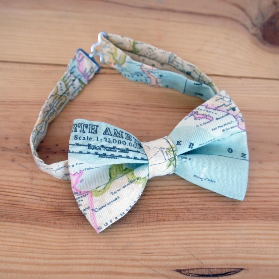 Свадьба - BOW TIE men world MAP. Bow Tie man cotton canvas world map with closing clip.