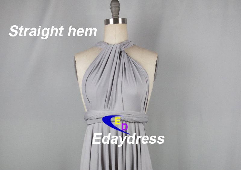 Wedding - Straight Hem Knee Tea Length Silver Bridesmaid Dress Convertible Dress Infinity Dress Multi Way Dress Purple Wrap Dress