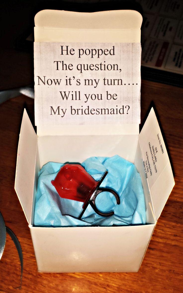 Mariage - "He Popped The Question..." Bridesmaid Ring Pop Idea   Free Printable