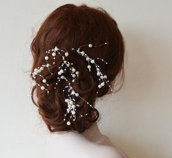 Mariage - Pearl Wedding Hair pins Clips, Bridal Pearl Hair pins Clips, 4 ivory Pearl Hair pins, Wedding Hair Accessories for Bridesmaids