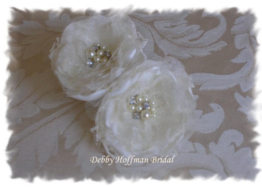 Свадьба - Bridal Hair Flowers, Wedding Head Piece, Floral Hair Clips, Pins with Pearls & Rhinestone Crystals, No. 1010FSPR2 - Wedding Hair Accessories