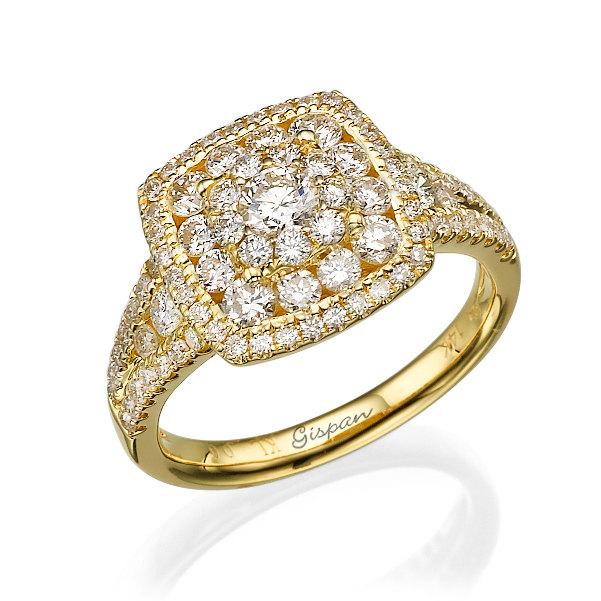 زفاف - Engagement Ring Square Design, Square Ring, Art Deco Ring, Engagement band, Gispandiamonds, Art Deco Engagement Ring, Unique Engagement Ring