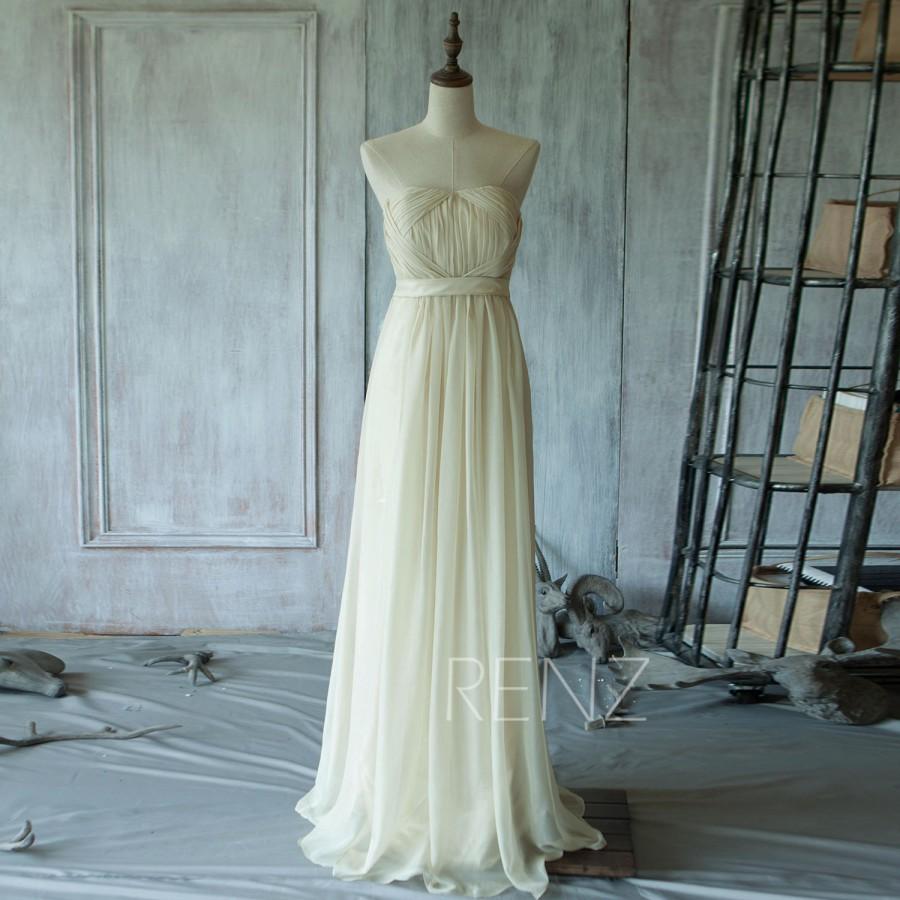 Mariage - 2015 Off-White Bridesmaid dress, Beige Sweetheart Elegant dress, Strapless Wedding dress, Long Formal dress, Prom dress ( T103)