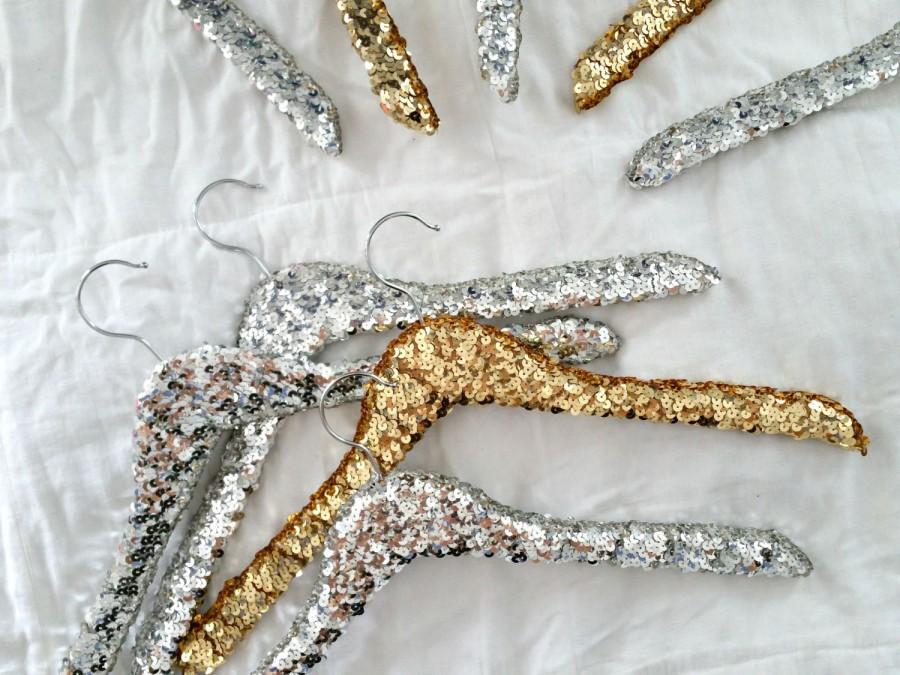 زفاف - THE ORIGINAL sequin hanger. Choose Gold or Silver sequins, Adult or Child sized.