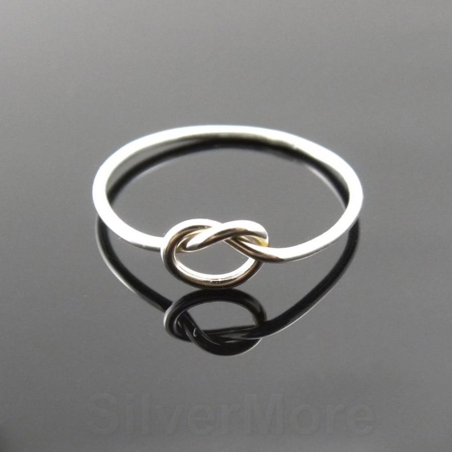 زفاف - Thin Argentium Silver Love Knot ring, Tie the Knot ring,  Stacking ring (18 gauge)