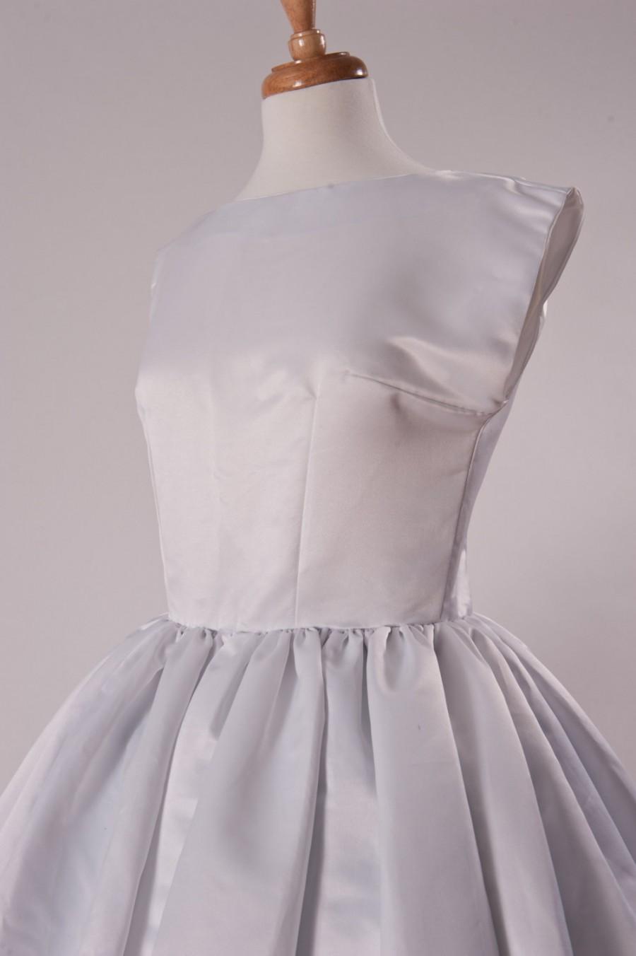 Свадьба - Wedding Gown - Audrey Hepburn Wedding Dress - Retro Wedding Dress - Tea Length Satin Bridal Dress - Custom Made including Plus Size