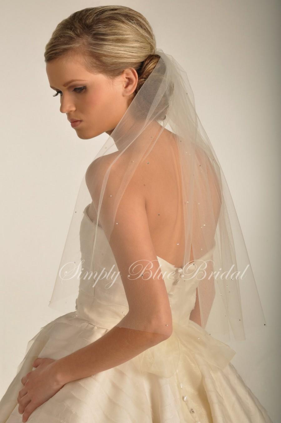 Свадьба - Crystal Veil - Scattered Swarovski Crystals - Elbow Length Veil - White, Diamond White, Ivory, Chamagne