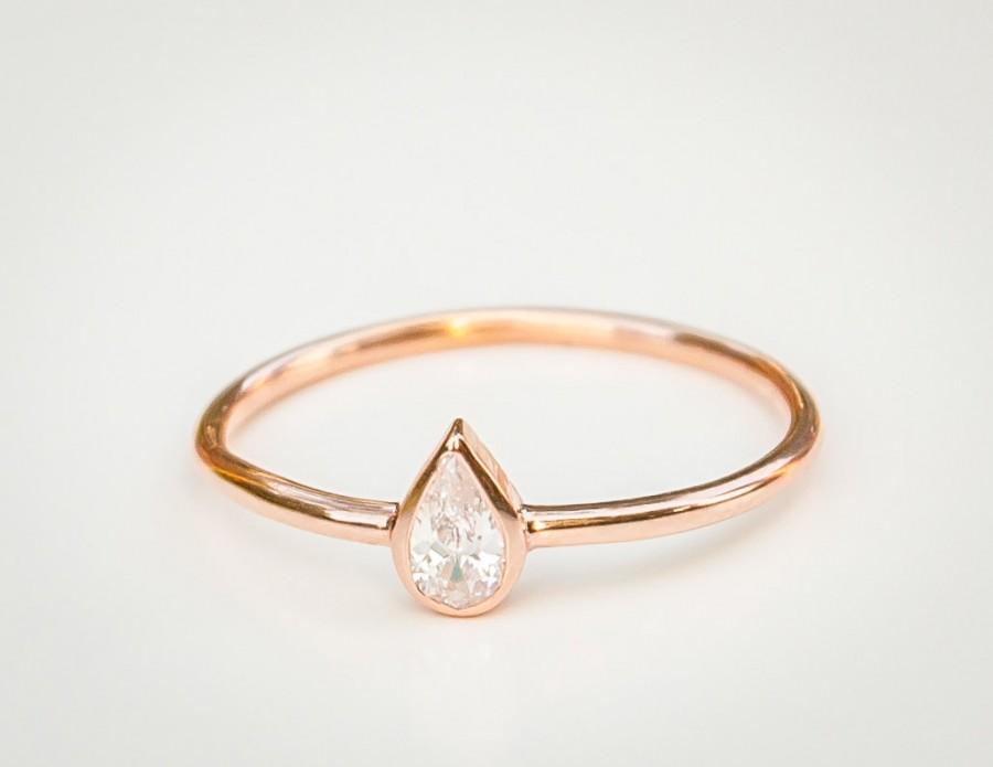 Hochzeit - Pear Diamond Ring - Pear Engagement Ring - Pear Ring - 18k Solid Gold Ring - Pear Cut Diamond Engagement Ring