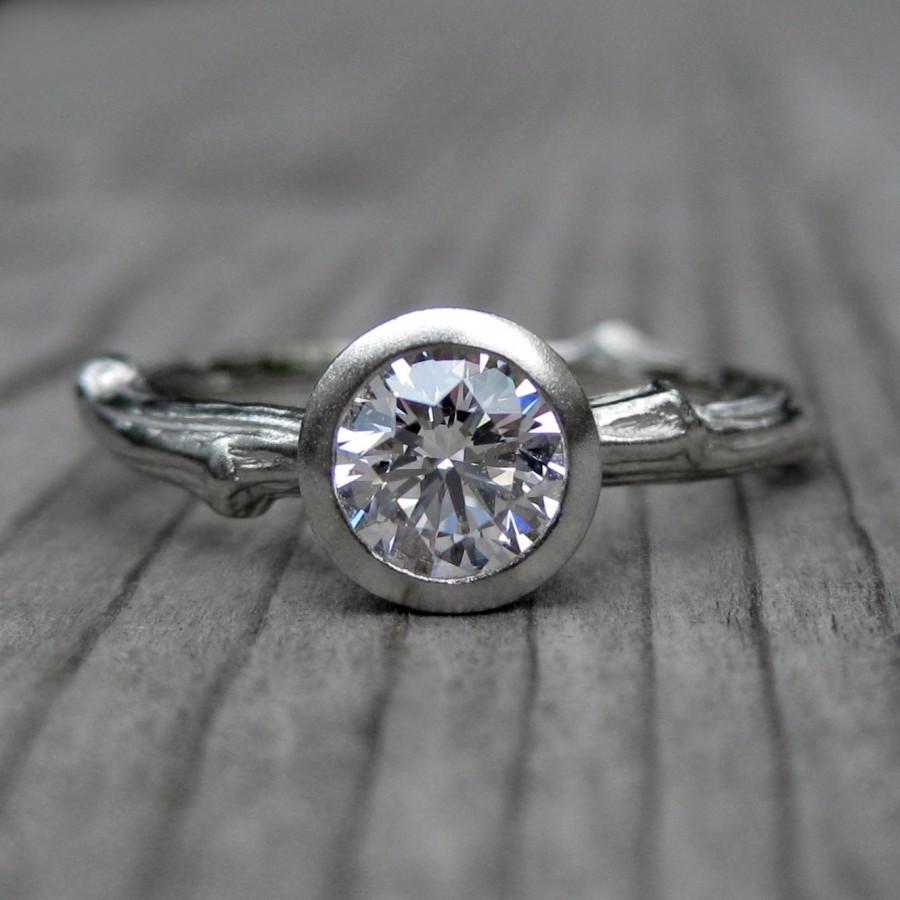 زفاف - Diamond Twig Engagement Ring in Recycled Gold, Half Carat