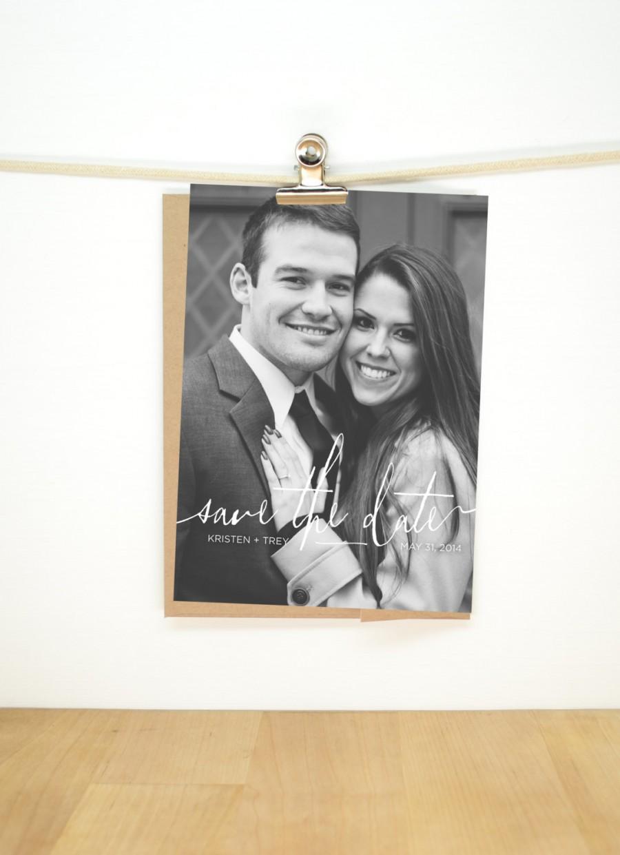Hochzeit - Handwritten Photo Save-The-Date Wedding Invitation - Printable Files