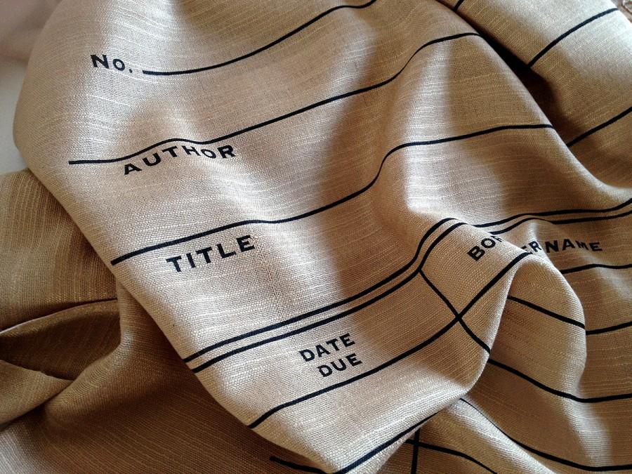 Hochzeit - Date Due Library scarf. Book Scarf. Black silkscreen print. Linen weave pashmina, choose sand color scarf & more. Reading, librarian gift.
