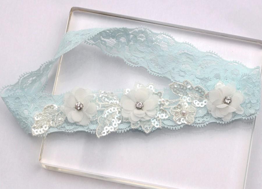 Свадьба - Wedding Garter - bridal garter, blue garter, floral garter, wedding bridal garter, lace garter, floral garter