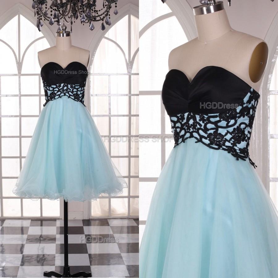 زفاف - Blue Prom Dresses Short Homecoming Dress Short Tulle Bridesmaid Dress Lace Applique Party Dress Evening Dresses With Pleats Ruching