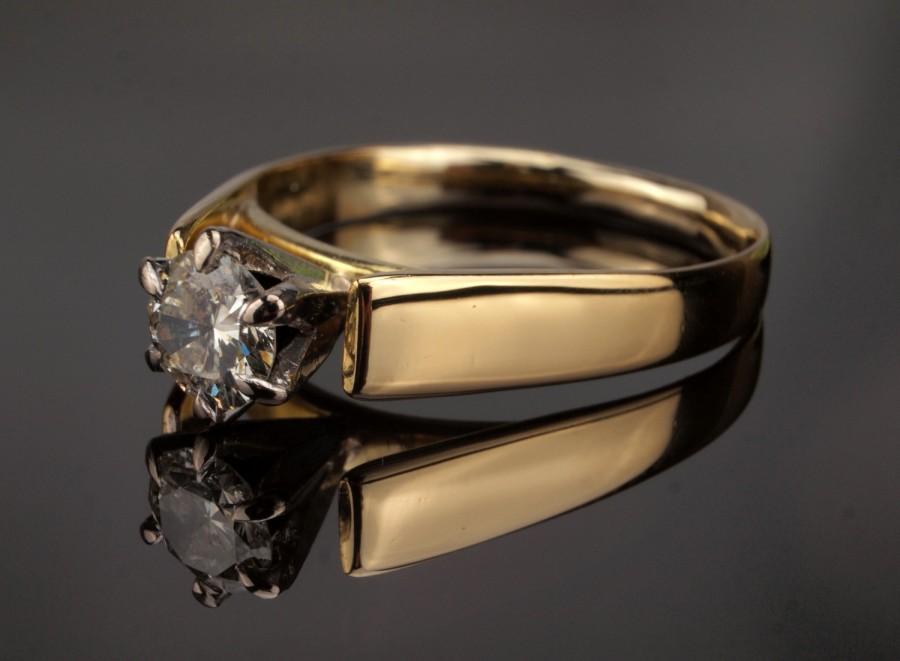 Wedding - Quarter Carat Diamond Solitaire Ring in 18K Gold, Size 4