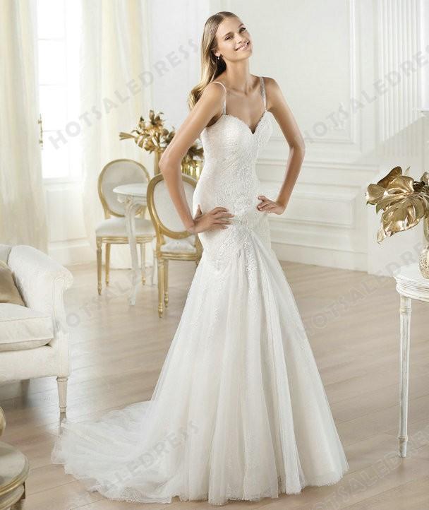 Hochzeit - Wedding Dress - Style Pronovias Lary Tulle Embroidery Sweetheart Neckline Mermaid