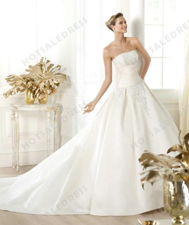 زفاف - Wedding Dress - Style Pronovias Laurain Satin Strapless Model: pronovias-Laurain