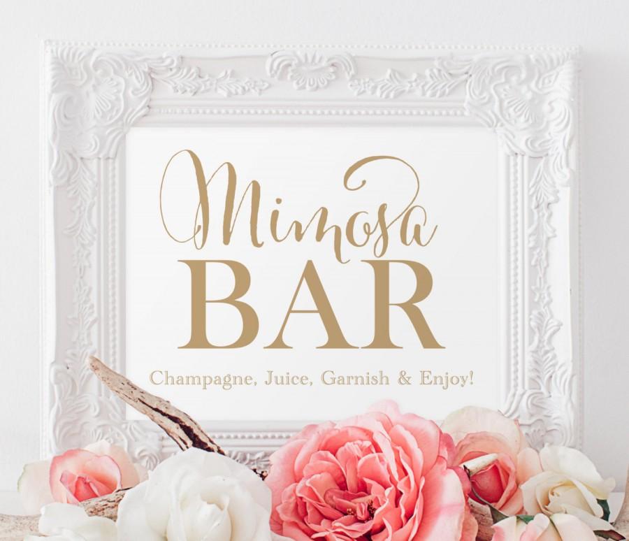 Wedding - Mimosa Bar Sign - 8 x 10 sign - DIY Printable sign in Bella antique gold - PDF and JPG files - Instant Download