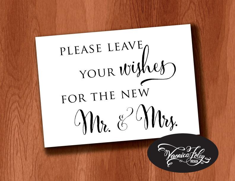 Hochzeit - Please Leave Your Wishes for the New Mr. and Mrs. Wedding Sign, Instant Download Guest Book Sign, Printable Wedding Signage, 4x6, 5x7, 8x10