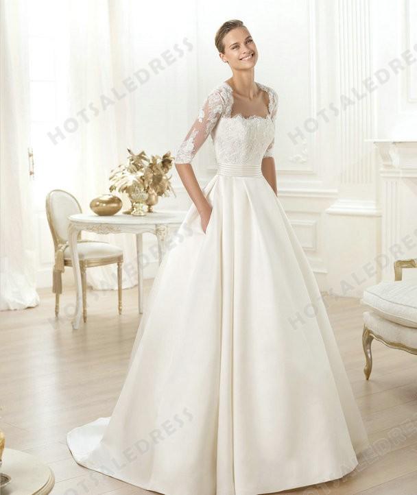 زفاف - Wedding Dress - Style Pronovias Leslie Lace And Satin And Tulle Embroidery Strapless A-Line