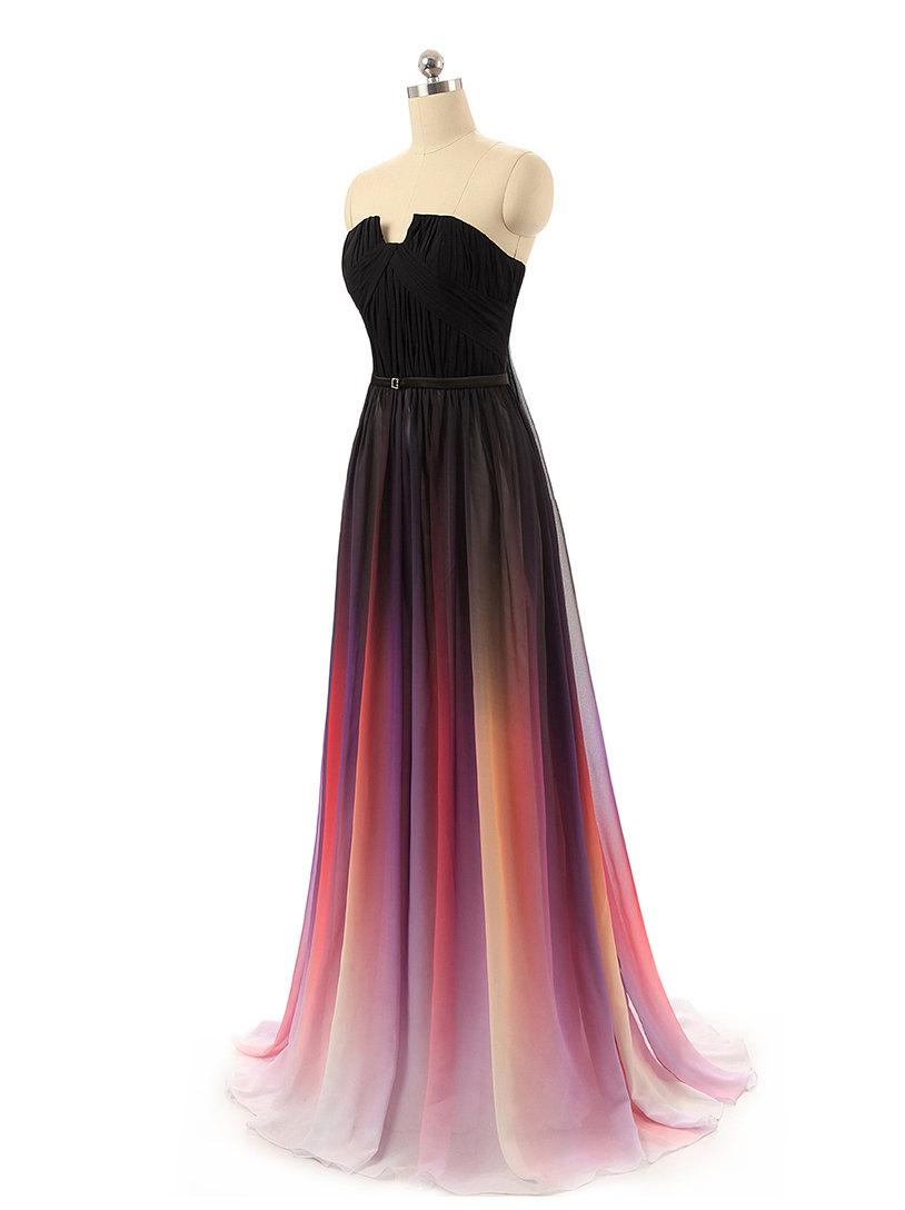 Hochzeit - Hanyige Vestido De Festa Elie Saab 2015 Long Gradient Color Chiffon Evening Dresses Prom Party Dress