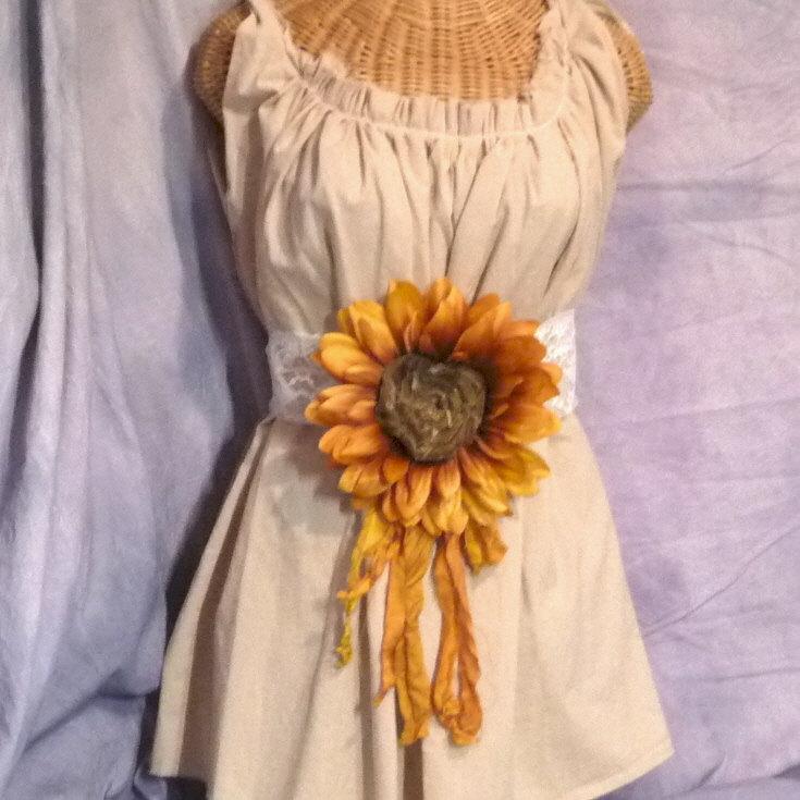 Hochzeit - Tan Sunflower Dress Cinnamon Sash Girl Orange Copper Custom Colors Summer Ivory Belt Gold Rose Womens Autumn Wedding Bridal Maternity
