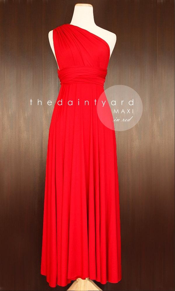 Mariage - MAXI Red Bridesmaid Dress Convertible Dress Infinity Dress Multiway Dress Twist Dress Wrap Dress Prom Dress Full Length Dress Cocktail Dress