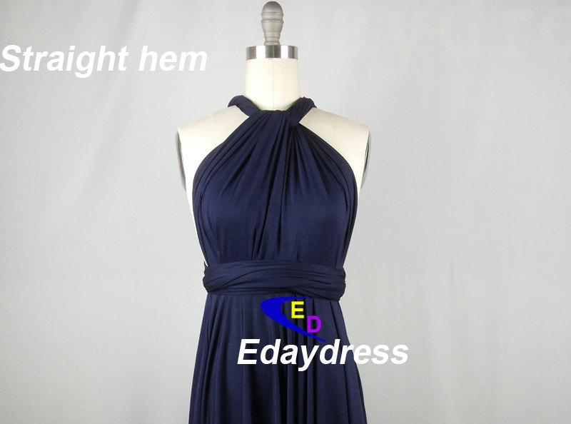 Свадьба - Straight Hem Knee Tea Length Navy Blue Bridesmaid Convertible Dress Infinity Dress Multi Way Dress Purple Wrap Dress