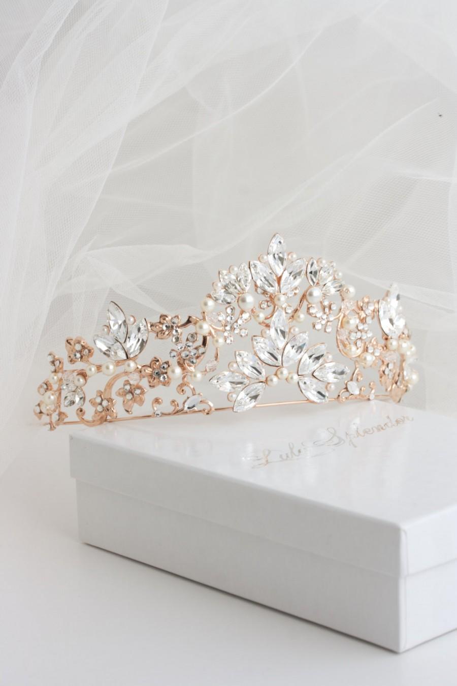 Свадьба - Bridal Crown Bridal Tiara Rose Gold Wedding Tiara Swarovski Crystal Crown Tiara  Wedding Bridal Tiara Headpiece SIAN