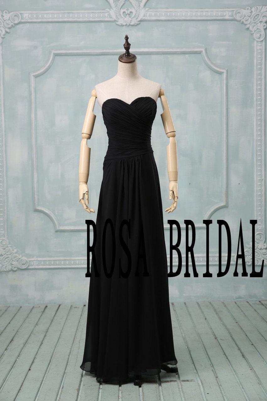 Wedding - Black Bridesmaid Dress / Sweetheart Chiffon Bridesmaid Dress / Cheap Simple Bridesmaid Dress / Wedding Party Dress