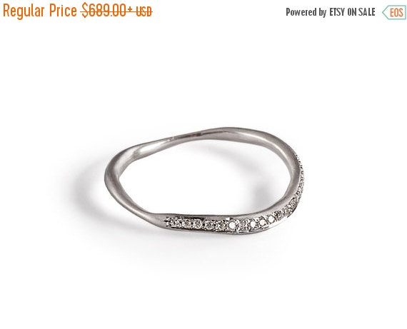زفاف - Sale - Unique Diamond  Ring, 14K White Gold Diamond Ring, Solid Gold Diamond Engagement Ring.