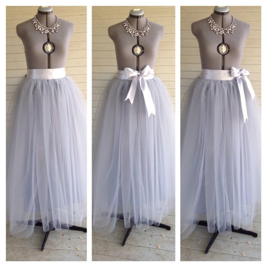 Wedding - Floor Length/Tea LEngth Adult Slate grey/gray silver Tulle Tutu Skirt  Great Gatsby