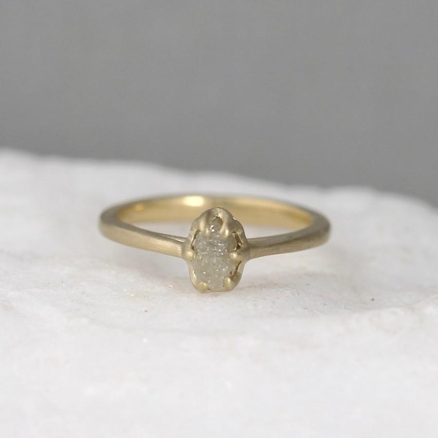 Свадьба - 14K Yellow Gold and Raw Diamond Ring - Diamond Engagement Ring - Promise Ring - April Birthstone - Raw Gem Rings - Rough Uncut Diamond Ring