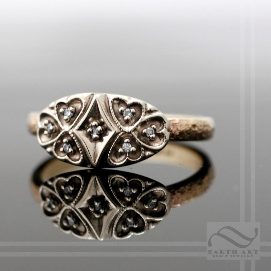 Wedding - Vintage style Diamond ring - 14k gold