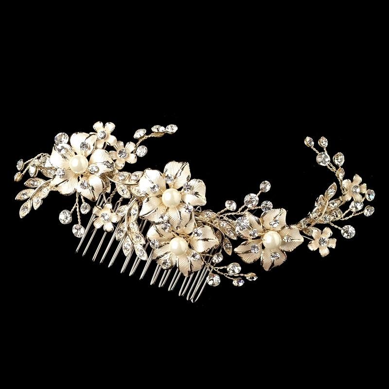 Mariage - Bridal headpiece, Light Gold Wedding headpiece, Gold Bridal hair come, Crystal Wedding hair comb, Vintage Style hair comb, Hair accessory