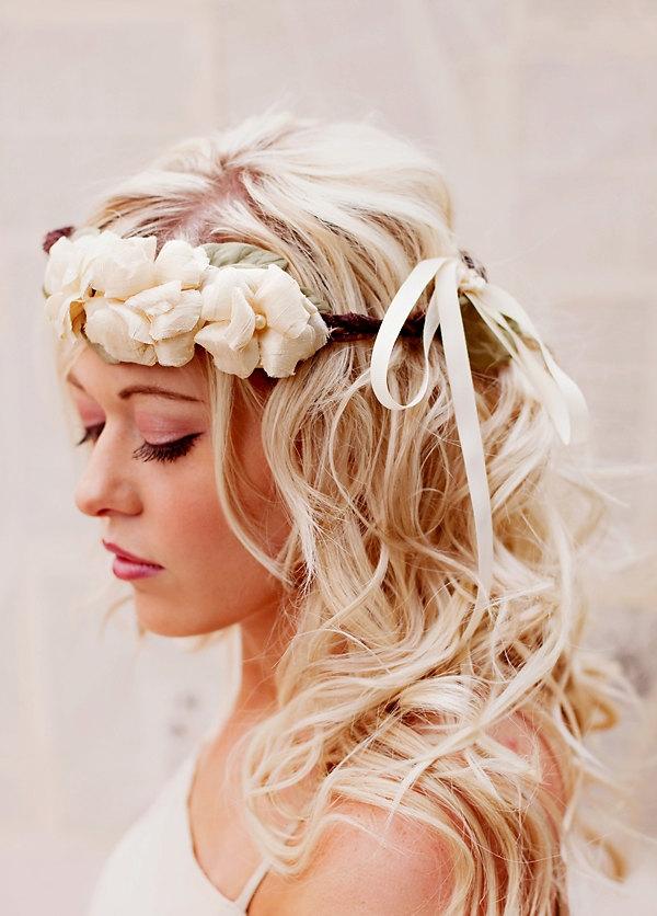 زفاف - Rustic Floral Crown - Boho Wedding Headband - Rustic Woodland Halo - Bridal Crown - Wedding Hair Accessories