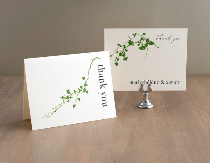 زفاف - Green Branch Wedding Thank You Cards, Bridal Shower Thank You Card, Natural Wedding - "Modern Garden"