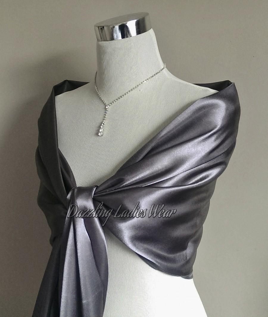 زفاف - Dark Silver or Light Silver/Grey satin shawl Large Satin Shawl / Wrap / Stole / Bolero / Shrug  - Wedding/Bridal/Formal
