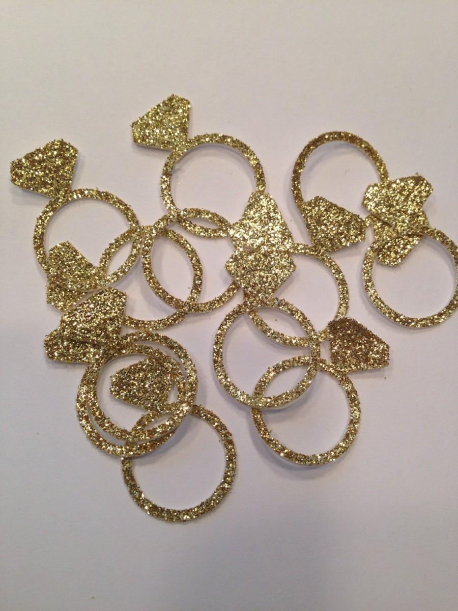 Свадьба - ENGAGEMENT RING CONFETTI -Gold confetti, glitter confetti, bachelorette decorations