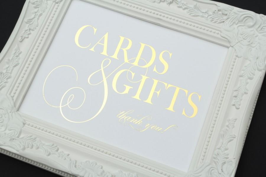 Свадьба - Cards and Gifts Wedding Sign, 8 x 10 GOLD FOIL Wedding Sign by Abigail Christine Design