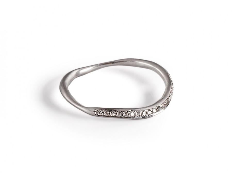 Wedding - Unique Diamond  Ring, 14K White Gold Diamond Ring, Solid Gold Diamond Engagement Ring.