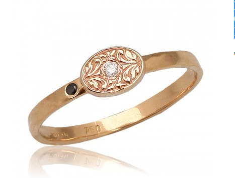 Wedding - Rose Gold Ring, Moroccan Style Engraved Diamond 18k Gold Engagement Ring, Rose Gold Engagement Ring, Black White Diamond, Floral Ring